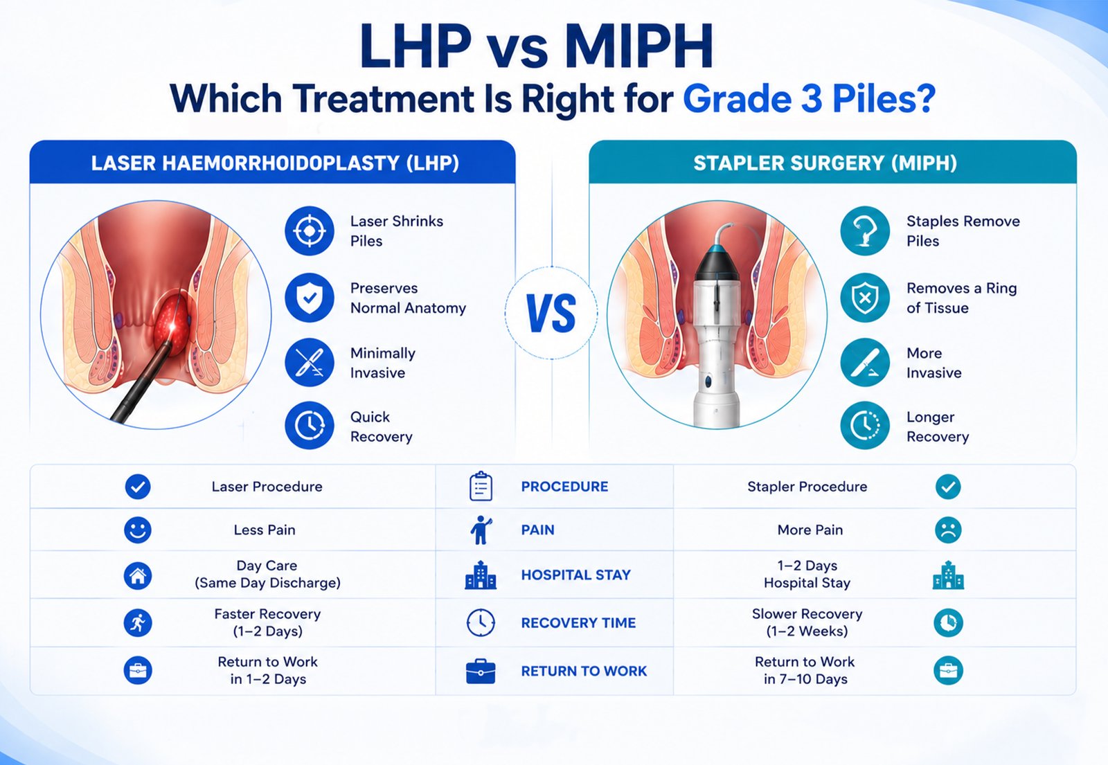 Comparison of laser and non-surgical piles treatment options